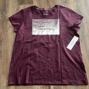 New Women's Calvin Klein Short Sleeve T-Shirt Purple K3XHO824